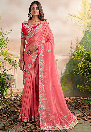Rose Gold Sequin Saree Online in India