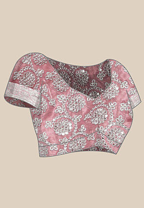 Embroidered Border Organza Saree in Old Rose