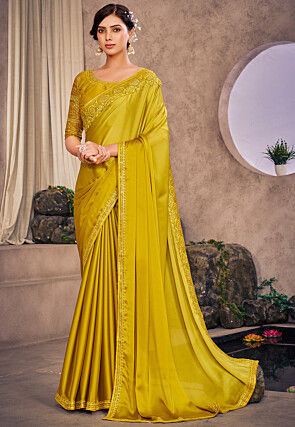 beautiful and elegant yellow haldi saree for bride | Sarees for girls,  Fancy sarees party wear, Haldi outfit