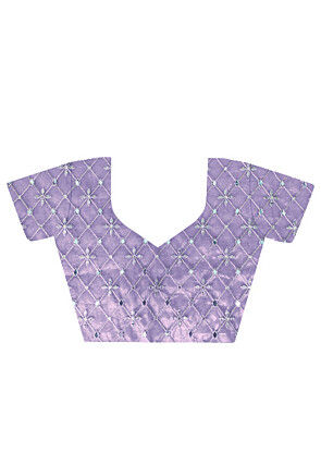 Embroidered Border Tissue Silk Saree in Purple