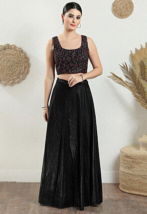 Embroidered Brocade Blouse in Black