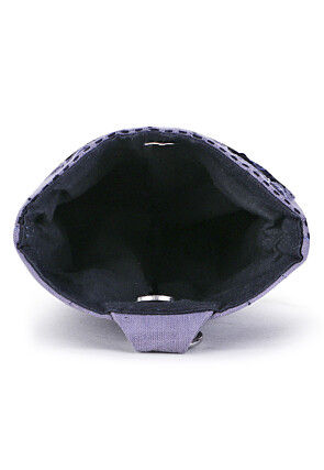 Embroidered Canvas Mobile Pouch in Purple