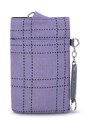 Embroidered Canvas Mobile Pouch in Purple
