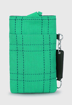 Embroidered Canvas Mobile Pouch in Teal Green