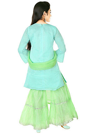 Embroidered Chanderi Cotton Pakistani Suit in Light Blue