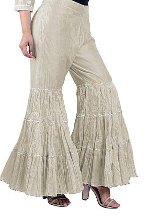 Embroidered Chanderi Cotton Pakistani Suit in Off White