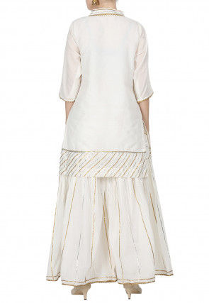 Embroidered Chanderi Cotton Pakistani Suit in Off White