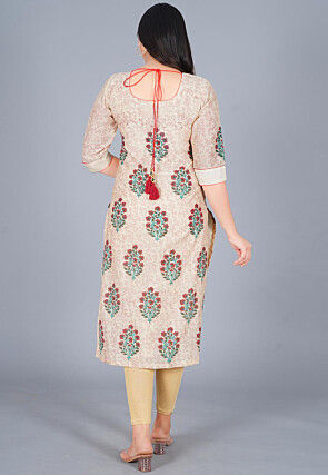 Embroidered Chanderi Cotton Straight Suit in off White