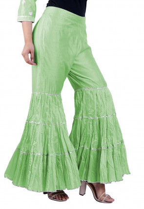 Embroidered Chanderi Pakistani Suit in Sea Green