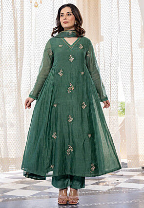 Green - A Line Suits - Salwar Kameez: Buy Designer Indian Suits for Women Online | Utsav Fashion Green - A Line Suits - Salwar Kameez: Buy Designer Indian Suits for Women Online | Utsav Fashion