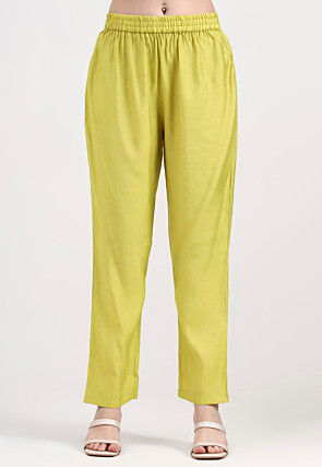 Embroidered Chanderi Silk A Line Suit in Light Green