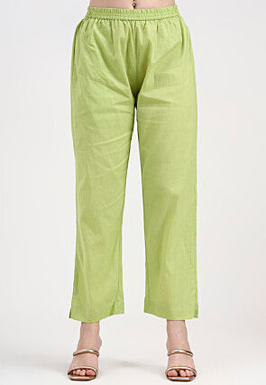 Embroidered Chanderi Silk A Line Suit in Light Green