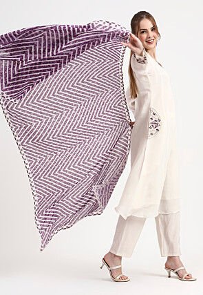 Embroidered Chanderi Silk A Line Suit in Off White