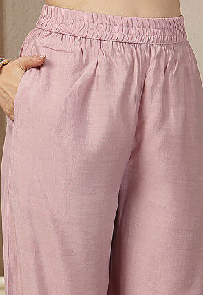 Embroidered Chanderi Silk A Line Suit in Pink