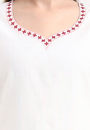 Embroidered Chanderi Silk A Line Suit in White