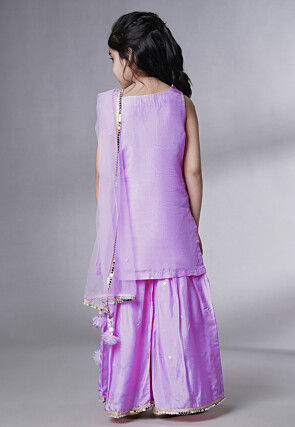 Embroidered Chanderi Silk Pakistani Suit in Light Purple