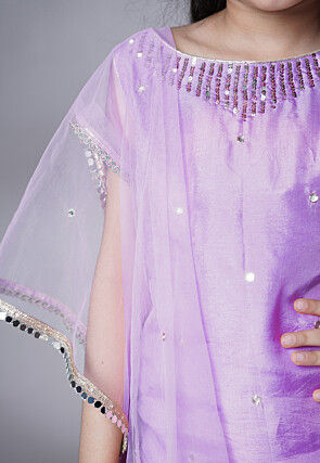 Embroidered Chanderi Silk Pakistani Suit in Light Purple