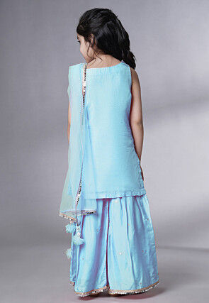 Embroidered Chanderi Silk Pakistani Suit in Sky Blue