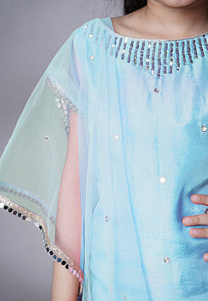 Embroidered Chanderi Silk Pakistani Suit in Sky Blue