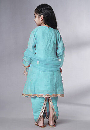 Embroidered Chanderi Silk Punjabi Suit in Sky Blue