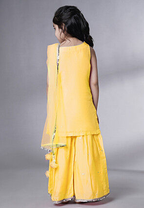 Embroidered Chanderi Silk Pakistani Suit in Yellow
