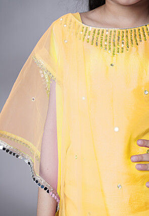 Embroidered Chanderi Silk Pakistani Suit in Yellow