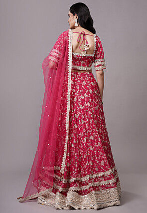Embroidered Chanderi silk Lehenga in Fuchsia