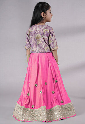 Embroidered Chanderi Silk Lehenga in Green