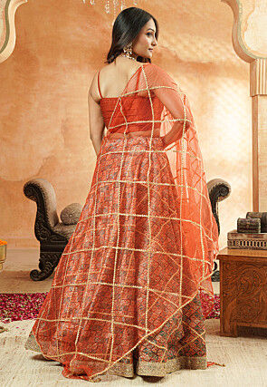 Digital Printed Chanderi Silk Lehenga in Multicolor