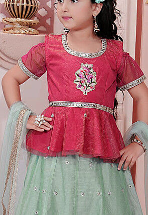 Embroidered Chanderi Silk Lehenga in Pastel Blue