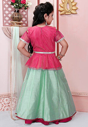 Embroidered Chanderi Silk Lehenga in Pastel Blue