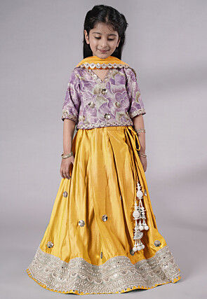 Embroidered Chanderi Silk Lehenga in Pink