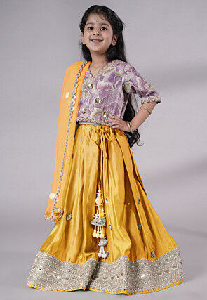 Embroidered Chanderi Silk Lehenga in Pink