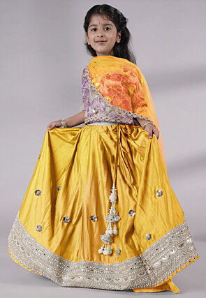 Embroidered Chanderi Silk Lehenga in Pink
