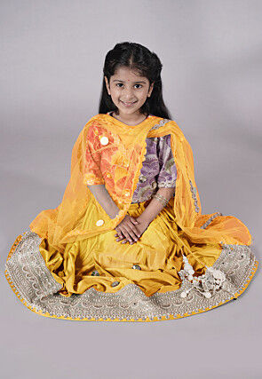 Embroidered Chanderi Silk Lehenga in Pink