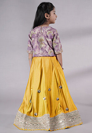 Embroidered Chanderi Silk Lehenga in Pink