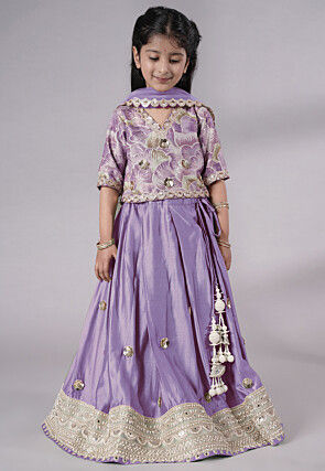 Embroidered Chanderi Silk Lehenga in Purple