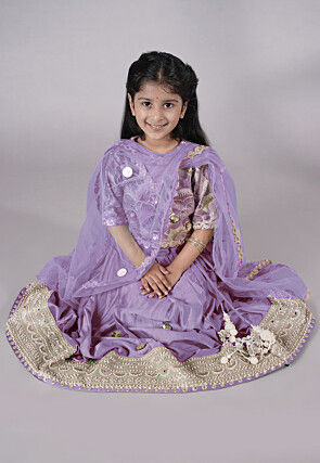 Embroidered Chanderi Silk Lehenga in Purple