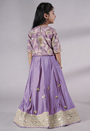 Embroidered Chanderi Silk Lehenga in Purple