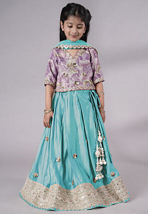 Embroidered Chanderi Silk Lehenga in Sky Blue