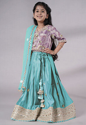 Embroidered Chanderi Silk Lehenga in Sky Blue