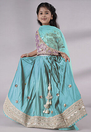 Embroidered Chanderi Silk Lehenga in Sky Blue