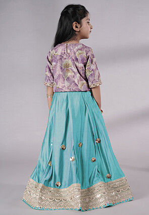 Embroidered Chanderi Silk Lehenga in Sky Blue