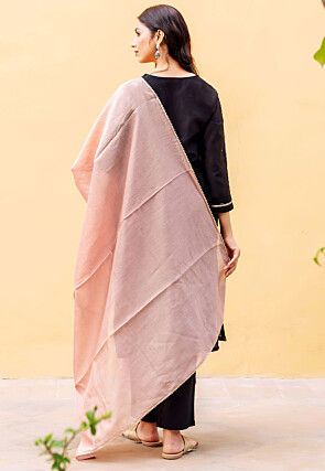 Embroidered Chanderi Silk Pakistani Suit in Black