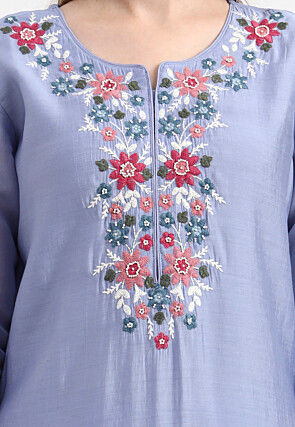 Embroidered Chanderi Silk Pakistani Suit in Light Blue