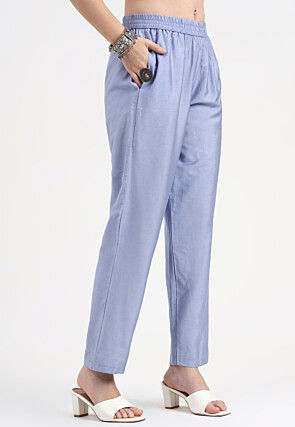 Embroidered Chanderi Silk Pakistani Suit in Light Blue