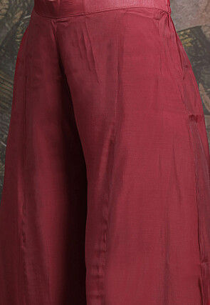 Embroidered Chanderi Silk Pakistani Suit in Maroon
