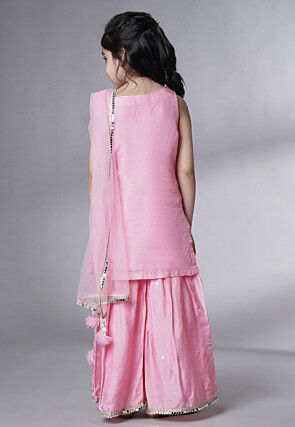 Embroidered Chanderi Silk Pakistani Suit in Pink