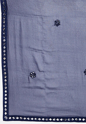 Embroidered Chiffon Dupatta in Navy Blue