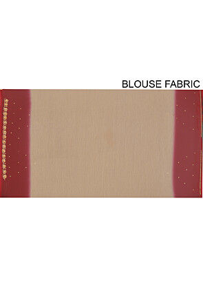 Embroidered Chiffon Saree in Beige